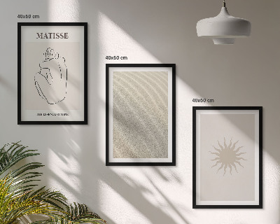 Set 3 slik v okvirju Minimalistične peščene linije sonca