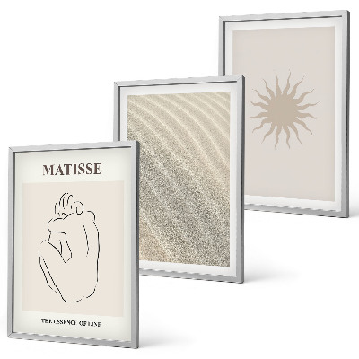 Set 3 slik v okvirju Minimalistične peščene linije sonca