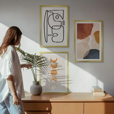 Abstraktni barvni okraski triptih v okvirju