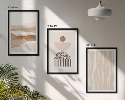 Abstraktna pokrajinska naravna geometrija triptih v okvirju