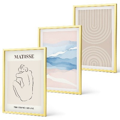 Triptih v okvirju Linije valovi pastelni minimalizem