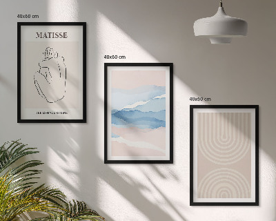 Triptih v okvirju Linije valovi pastelni minimalizem