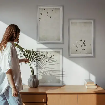 Komplet 3 slik v okvirju minimalistični motiv ptic