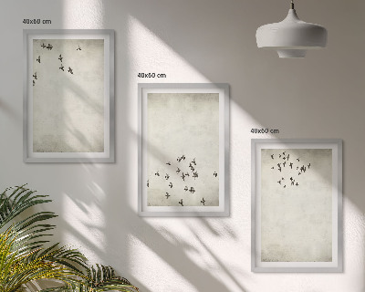 Set 3 slik v okvirju Minimalistično slikanje ptic