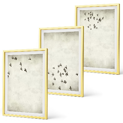 Set 3 slik v okvirju Minimalistično slikanje ptic