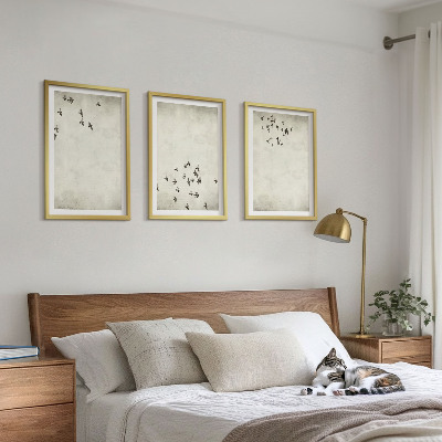 Set 3 slik v okvirju Minimalistično slikanje ptic