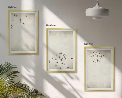 Komplet 3 slik v okvirju minimalistični motiv ptic