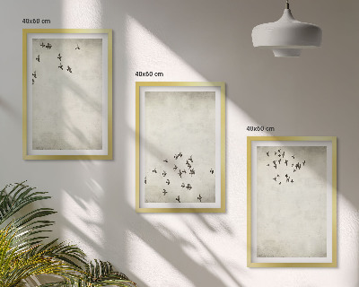 Set 3 slik v okvirju Minimalistično slikanje ptic