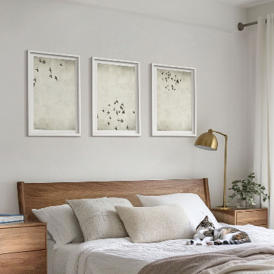 Set 3 slik v okvirju Minimalistično slikanje ptic