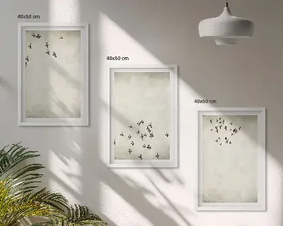 Komplet 3 slik v okvirju minimalistični motiv ptic