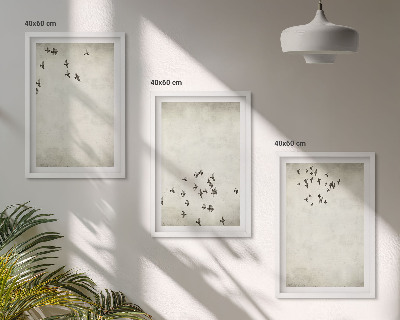 Set 3 slik v okvirju Minimalistično slikanje ptic