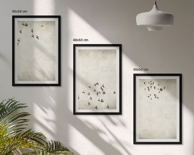 Set 3 slik v okvirju Minimalistično slikanje ptic