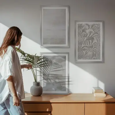 Triptih Moderne minimalistične teksture v okvirju