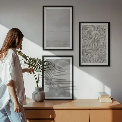 Triptih Moderne minimalistične teksture v okvirju