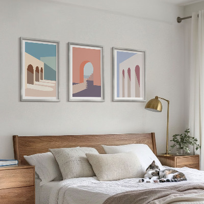 Triptih v okvirju Pastelna arhitekturna grafika
