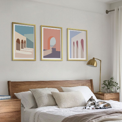 Triptih v okvirju Pastelna arhitekturna grafika