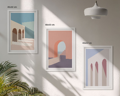 Triptih v okvirju Pastelna arhitekturna grafika