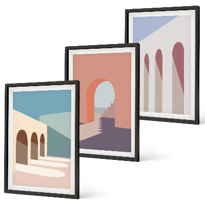 Triptih v okvirju Pastelna arhitekturna grafika