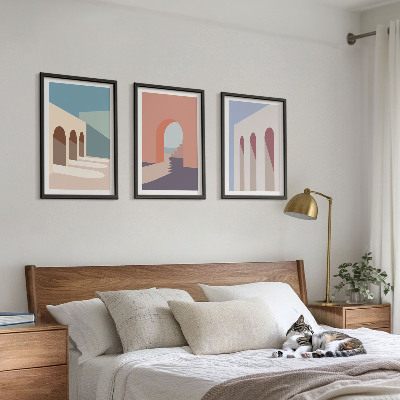 Triptih v okvirju Pastelna arhitekturna grafika