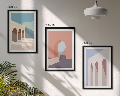 Triptih v okvirju Pastelna arhitekturna grafika