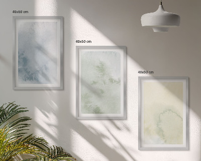 Set 3 slik v okvirju Pastelni akvareli na platnu