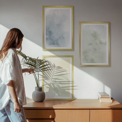 Set 3 slik v okvirju Pastelni akvareli na platnu