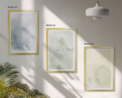 Set 3 slik v okvirju Pastelni akvareli na platnu