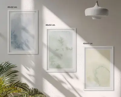 Pastelni akvareli na platnu komplet 3 slik v okvirju