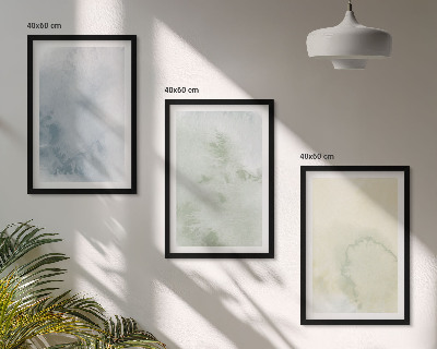 Set 3 slik v okvirju Pastelni akvareli na platnu