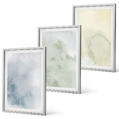 Set 3 slik v okvirju Pastelni akvareli na platnu