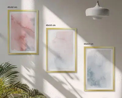 Pastelni akvareli na platnu večdelna slika v okvirju