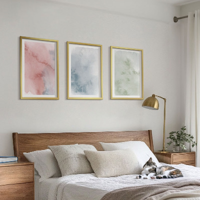 Set 3 slik v okvirju Pastelne akvarelne strukture