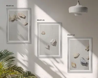 Okraski za plažo iz boho kamnov triptih v okvirju