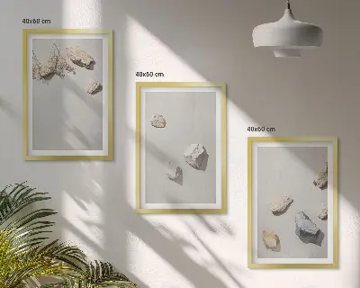 Okraski za plažo iz boho kamnov triptih v okvirju