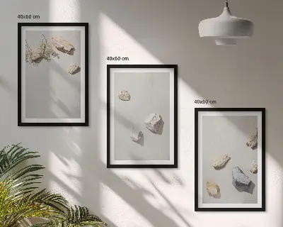 Okraski za plažo iz boho kamnov triptih v okvirju