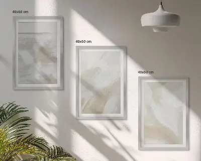 Abstraktni potegi čopiča komplet 3 slik v okvirju
