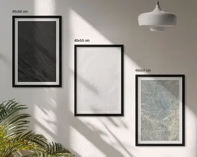 Triptih v okvirju z motivom barvnih elegantnih kamnitih struktur