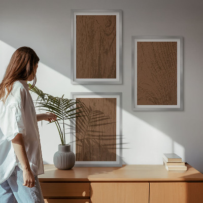 Večdelna slika v okvirju Minimalizem teksture lesa in lubja
