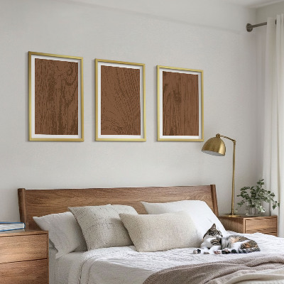 Večdelna slika v okvirju Minimalizem teksture lesa in lubja