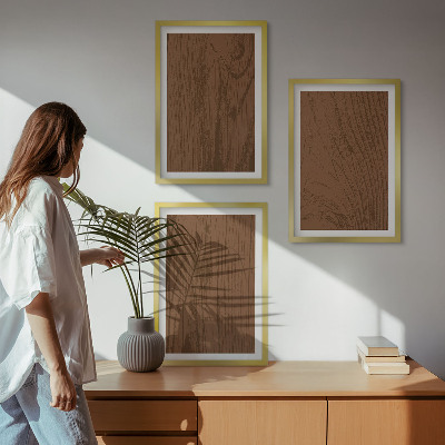 Večdelna slika v okvirju Minimalizem teksture lesa in lubja