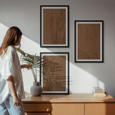 Večdelna slika v okvirju Minimalizem teksture lesa in lubja