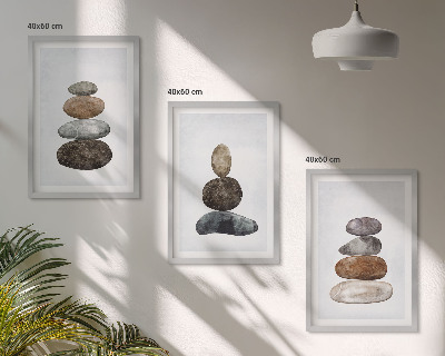 Triptih v okvirju Minimalistični boho kamni