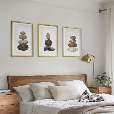 Triptih v okvirju Minimalistični boho kamni