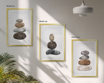 Triptih v okvirju Minimalistični boho kamni