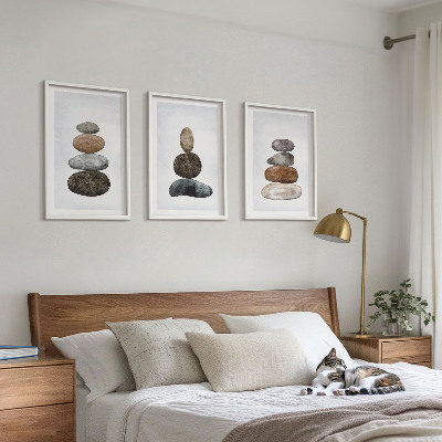 Triptih v okvirju Minimalistični boho kamni