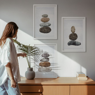 Triptih v okvirju Minimalistični boho kamni