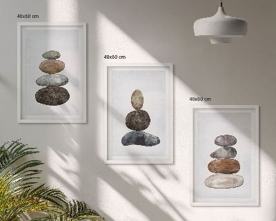 Triptih v okvirju Minimalistični boho kamni