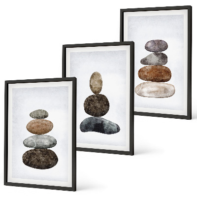 Triptih v okvirju Minimalistični boho kamni