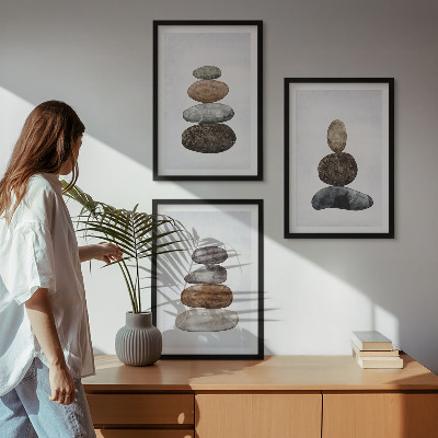 Triptih v okvirju Minimalistični boho kamni
