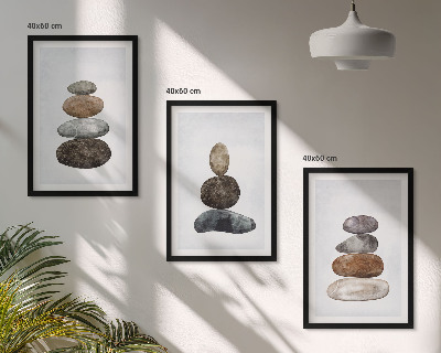 Triptih v okvirju Minimalistični boho kamni